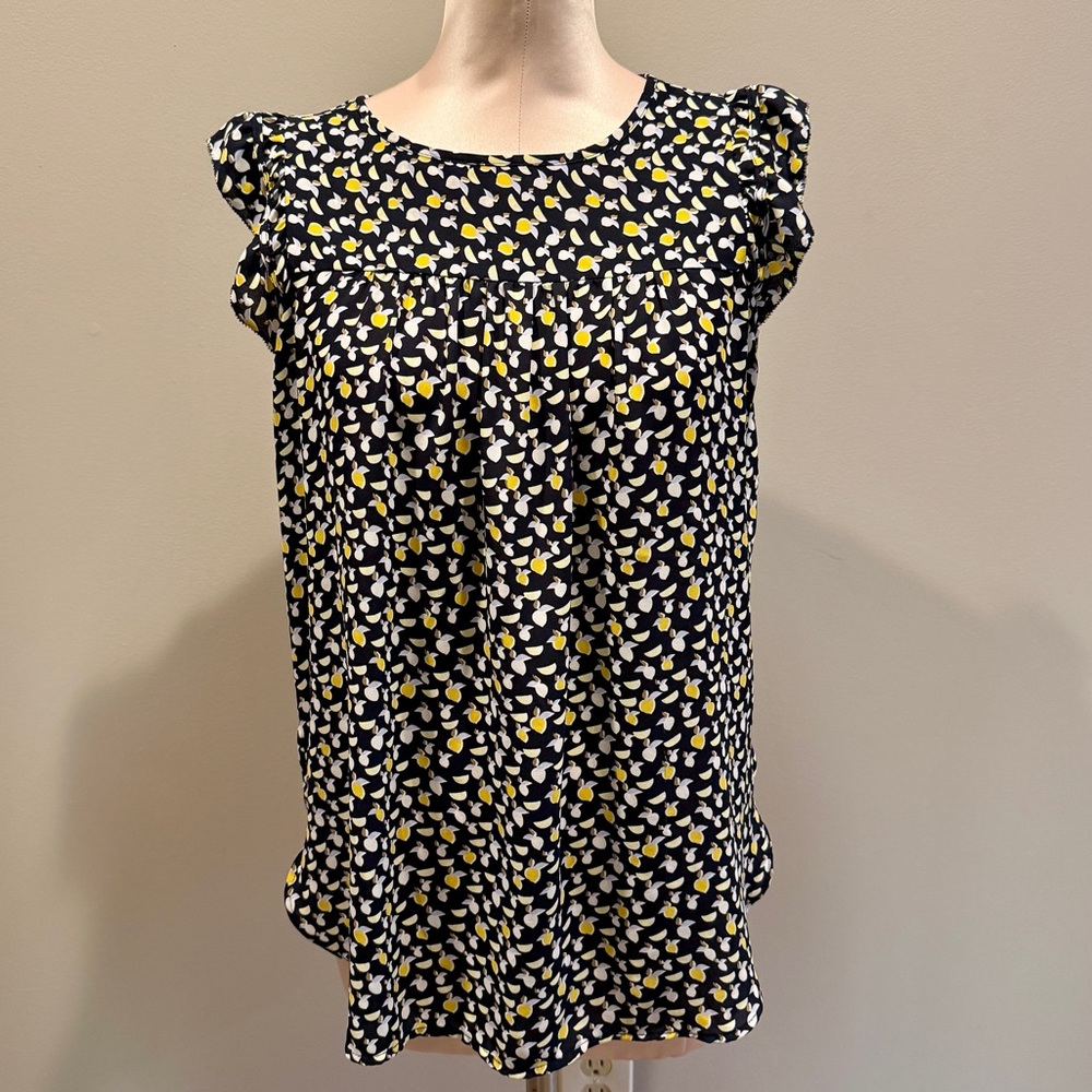 LOFT Black and Yellow Floral Top